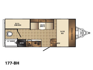Floorplan view of 2018 Palomino Bunkhouse trailer for rent